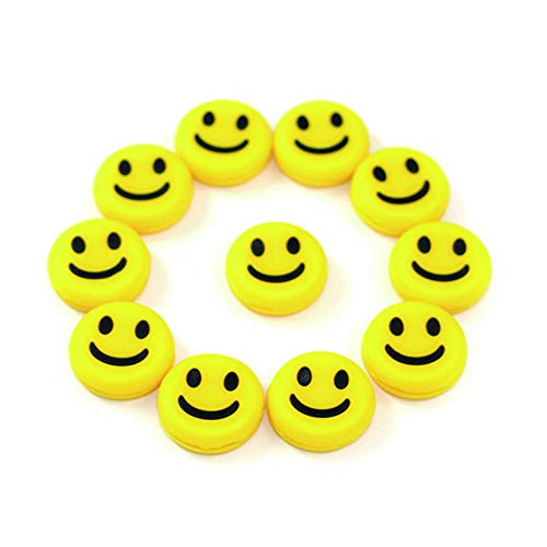 Acxico 8 pcs Silicone Rubber Smile Face Tennis Racquet Vibration Dampener Shock Absorber(4 Smiley Yellow + 4 Surprise Yellow) - Image 4