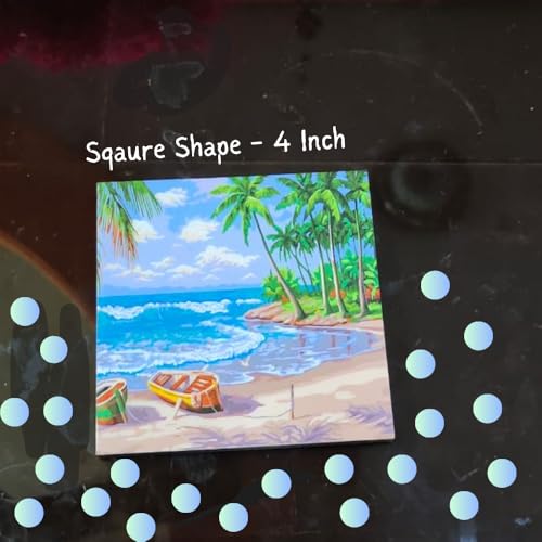 TrendyTrolley Beach Coconut Tree Square Coaster Set of Drink- Made of Polyester Fabric and Wooden Coaster Set - Set of 4 | with Coasters Holder Stand - Image 5
