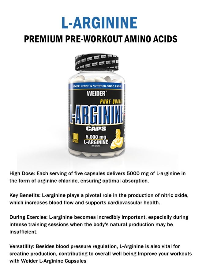 Weider - L-arginine Caps (5.000mg L-arginine per servings) 100 Capsule - Image 1