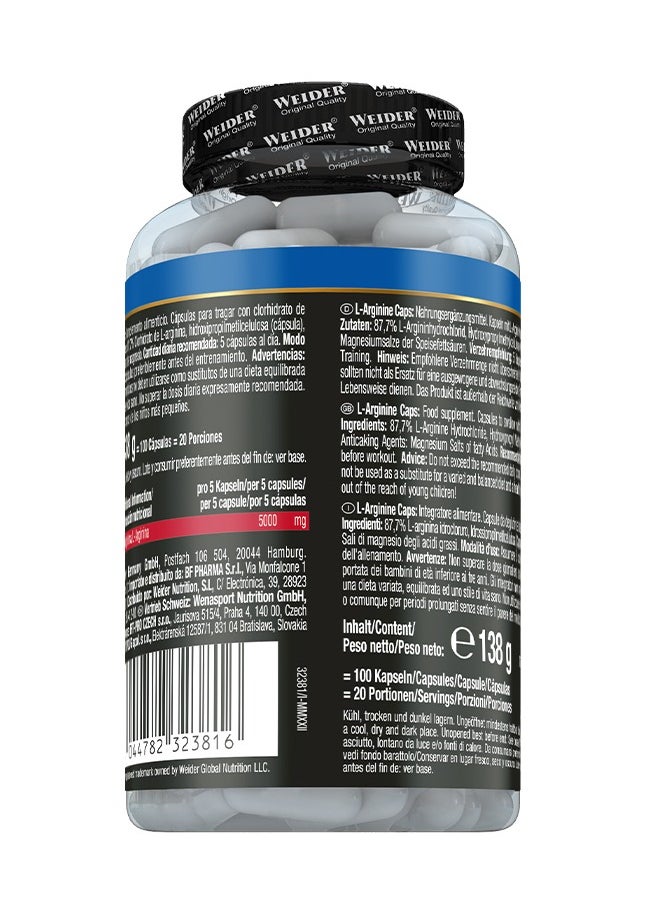 Weider - L-arginine Caps (5.000mg L-arginine per servings) 100 Capsule - Image 1