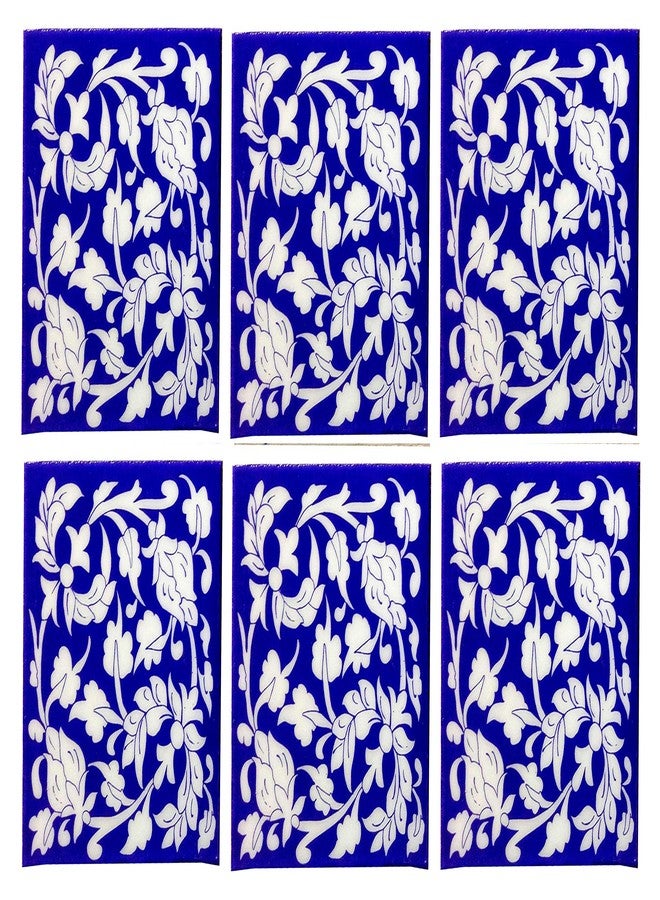 Shiv Kripa Blue Pottery Home Décor, Moroccan Pottery Ceramic Handmade Wall Tiles 6 x 6 Inch Set of 6 Tiles (Blue & White) - Image 1