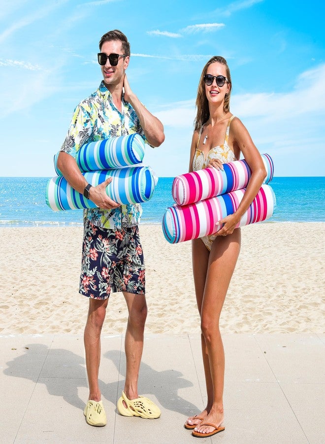 FindUWill 2Pack Fabric Pool Floats with Headrest - 55'' Large Inflatable Lake Pool Floatie Raft, Fabric Swimming Pool Floaties Lounge for Adults Pool Party Supplies (Hot Pink&SkyBlue) - Image 3