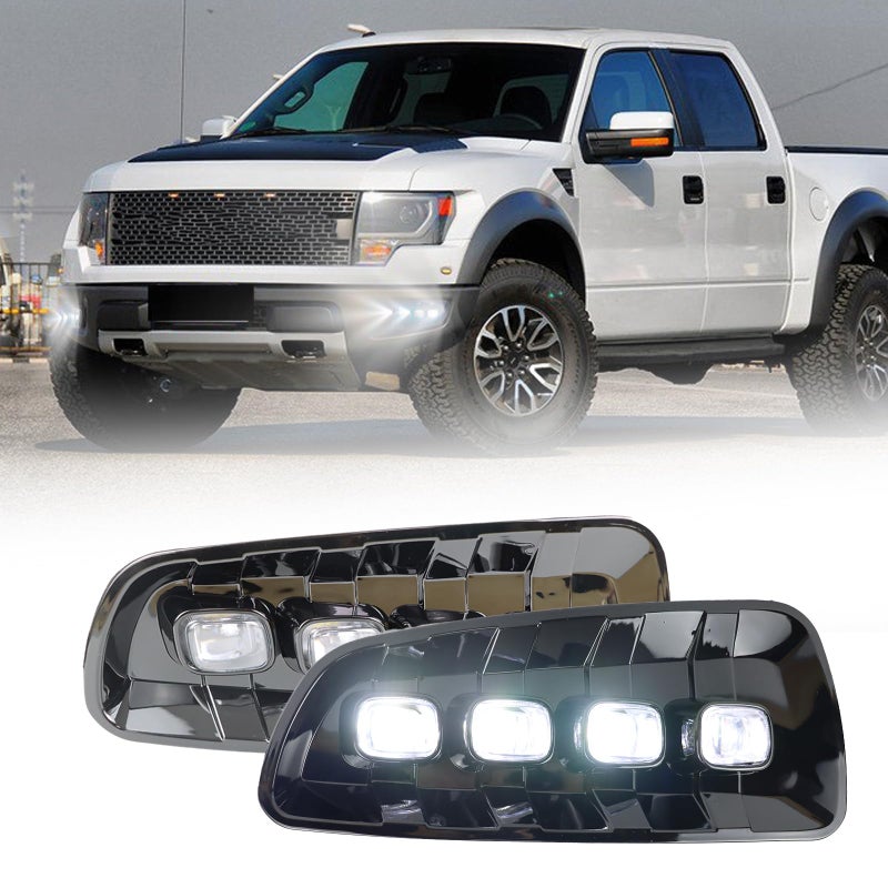 PGTOPONE Switchback WhiteAmber LED Front Bumper Light Daytime Running Lamp Amber Sequential Turn Signal Light Feature Compatible with Ford F150 F150 2010 2011 2012 2013 2014 SVT Raptor