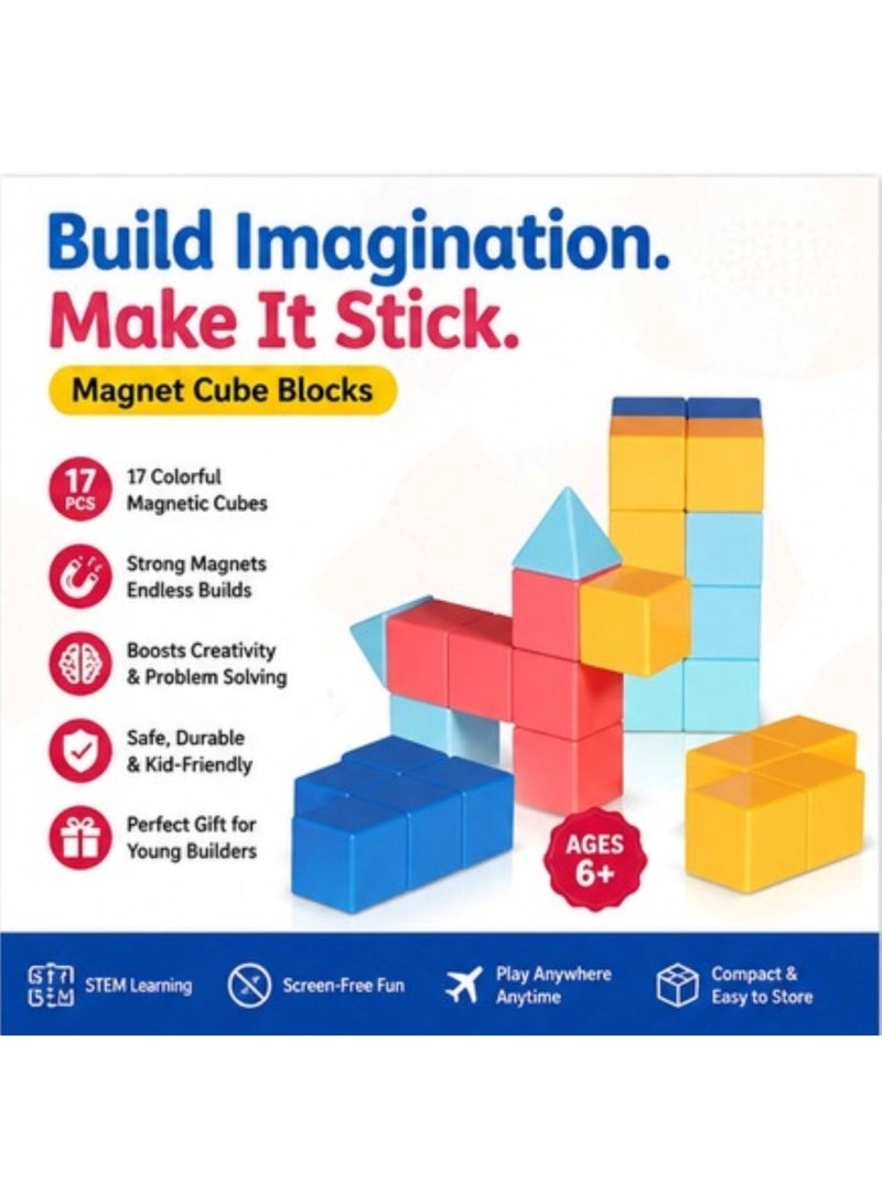 YJ Magnetic DIY Building Blocks 17 Pieces – Creative STEM Construction Set with Strong Magnetic Connections and Educational Learning Fun - Image 2