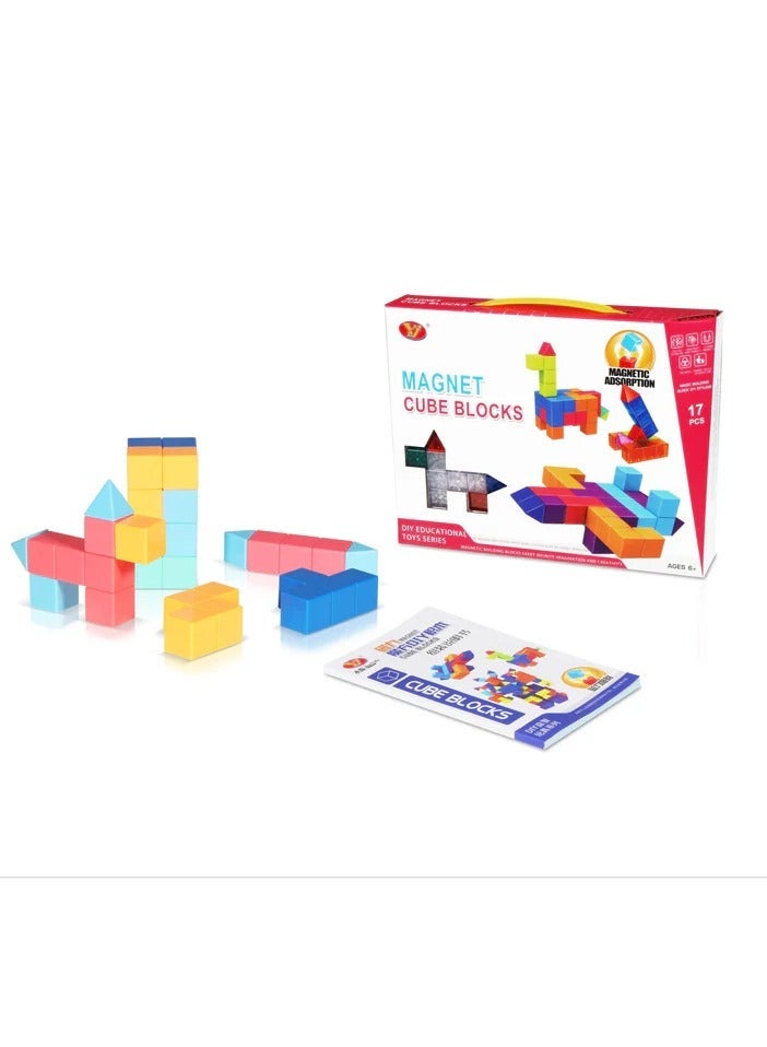 YJ Magnetic DIY Building Blocks 17 Pieces – Creative STEM Construction Set with Strong Magnetic Connections and Educational Learning Fun - Image 1