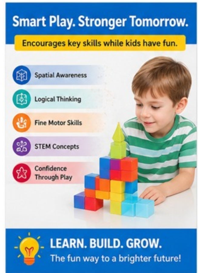 YJ Magnetic DIY Building Blocks 17 Pieces – Creative STEM Construction Set with Strong Magnetic Connections and Educational Learning Fun - Image 5