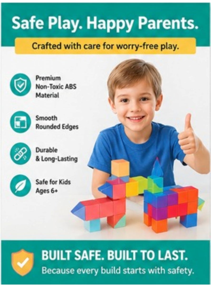 YJ Magnetic DIY Building Blocks 17 Pieces – Creative STEM Construction Set with Strong Magnetic Connections and Educational Learning Fun - Image 4