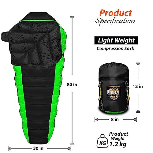 RhinoKraft Camping Sleeping Bag - 3 Season Warm & Cool Weather - Summer, Spring, Winter, Lightweight, for Adults & Kids - Camping Gear Equipment, Traveling and Outdoors - Image 2