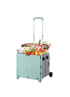 Home Smart Home Smart Foldable Storage Shopping Cart Multifunctional Storage Cart Portable And Lightweight For Groceries Travel Picnic Camping Office Classic Edition (Green)  - Image 1