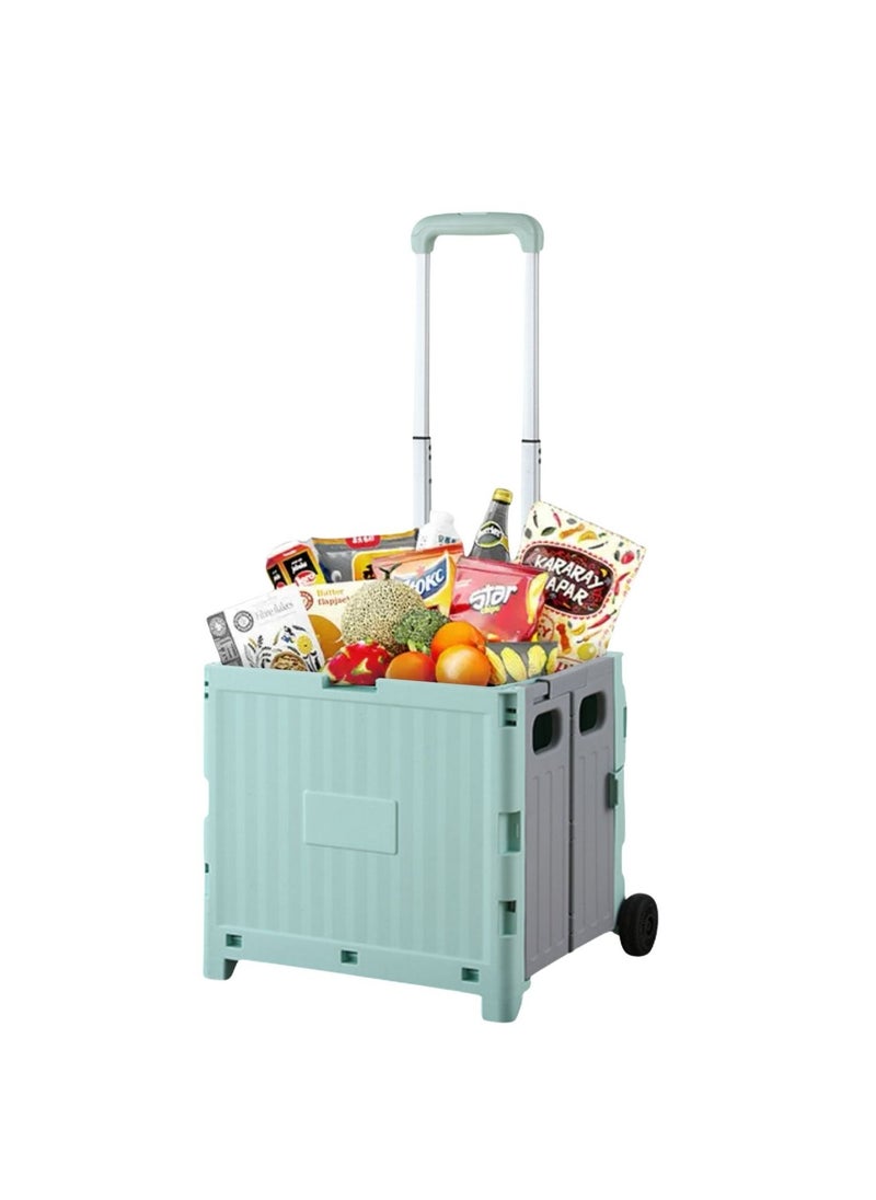 Home Smart Home Smart Foldable Storage Shopping Cart Multifunctional Storage Cart Portable And Lightweight For Groceries Travel Picnic Camping Office Classic Edition (Green)  - Image 1