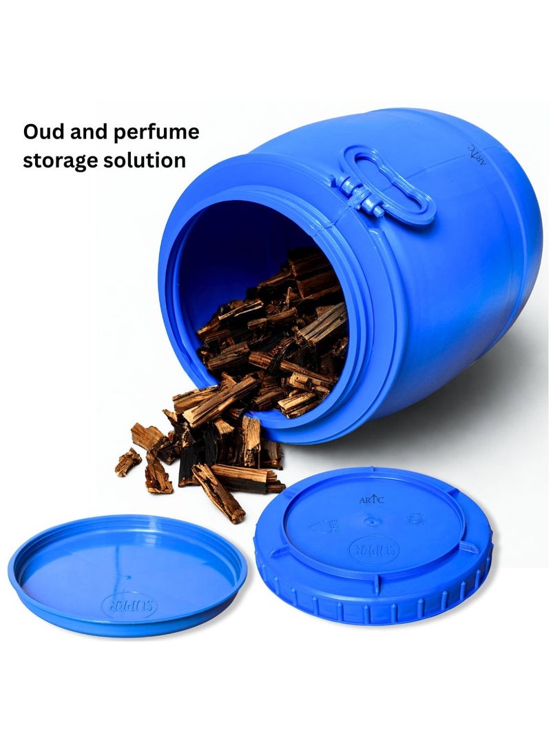 ARTC 20L Premium HDPE Blue Plastic Storage Barrel, Round Jerrycan with Double Lid & Handle | Heavy Duty Airtight Leakproof Food Grade & Chemical Safe Drum for Perfume Oil Oud Food Water Chemical Liquid Dry Goods | Pure High-Quality Material Reusable Industrial Container for Shipping Companies Factories Shops Warehouses - Image 3