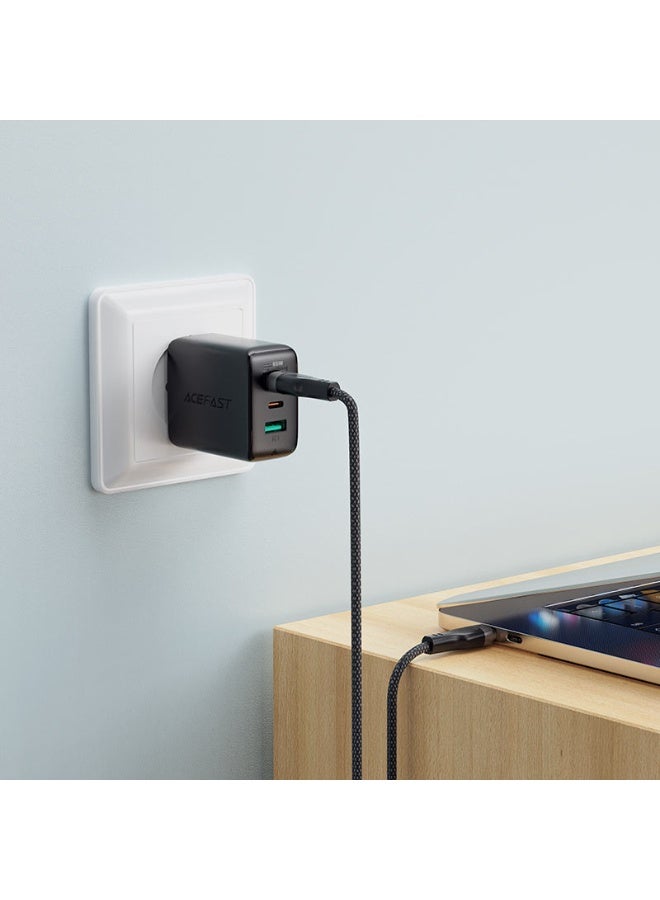 أسيفاست كابل شحن وبيانات C11-04 USB-A إلى USB-C، شحن سريع 60 وات، سبيكة زنك + PVC + جديلة نايلون بطول 1.2 متر، جديلة مغناطيسية - أسود - Image 3