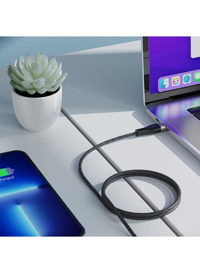 أسيفاست كابل شحن وبيانات C11-04 USB-A إلى USB-C، شحن سريع 60 وات، سبيكة زنك + PVC + جديلة نايلون بطول 1.2 متر، جديلة مغناطيسية - أسود - Image 4