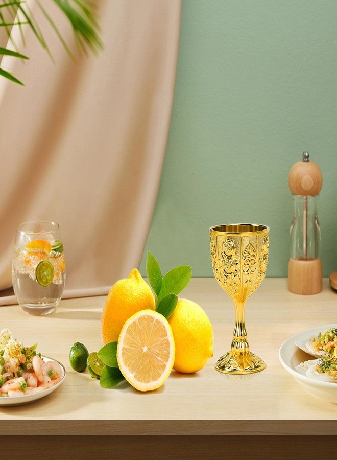 Eforcase مجموعة إيفوركيس المكونة من 12 قطعة من كؤوس النبيذ الصغيرة المصنوعة من النحاس والذهب، بتصميم عتيق مستوحى من العصور الوسطى، وكؤوس نبيذ معدنية نحاسية مزخرفة بنقوش زهور، مناسبة للشرب على مذبح القربان المقدس. - Image 3