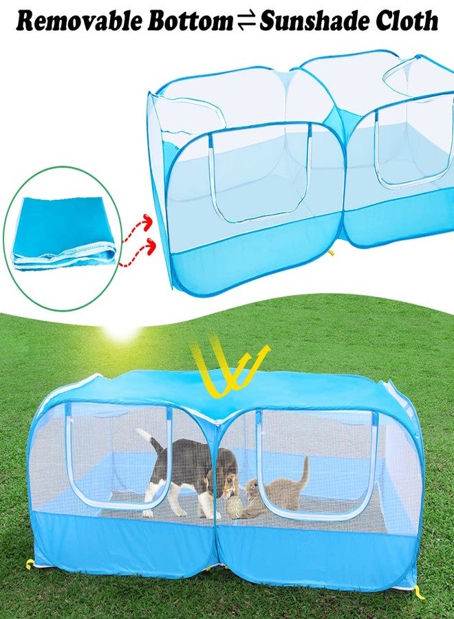 LISINAN Portable Chicken Coop Chicken Run with Removable Bottom,Large Foldable Pet Enclosure for Puppy Duck Kitten Rabbits Indoor Outdoor Yard(Blue) - Image 4