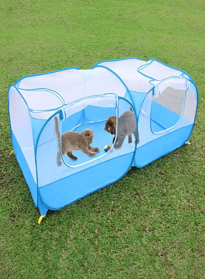 LISINAN Portable Chicken Coop Chicken Run with Removable Bottom,Large Foldable Pet Enclosure for Puppy Duck Kitten Rabbits Indoor Outdoor Yard(Blue) - Image 5
