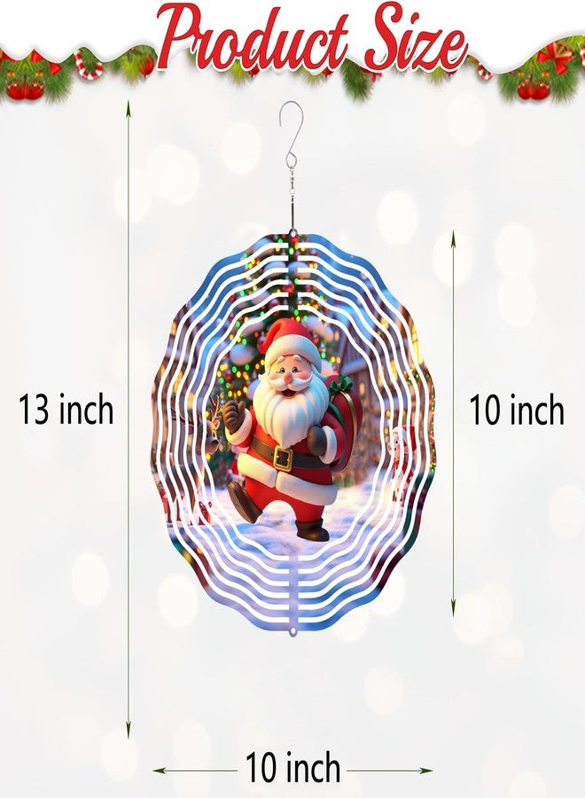 Blnboimrun Christmas Santa Wind Spinner, 3D Laser Cut Stainless Steel Outdoor Decor for Yard and Garden, Xmas Wind Sculpture Weather Resistant Holiday Decoration, 10 Inch - Image 4