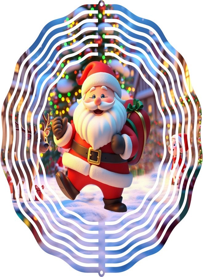 Blnboimrun Christmas Santa Wind Spinner, 3D Laser Cut Stainless Steel Outdoor Decor for Yard and Garden, Xmas Wind Sculpture Weather Resistant Holiday Decoration, 10 Inch - Image 2