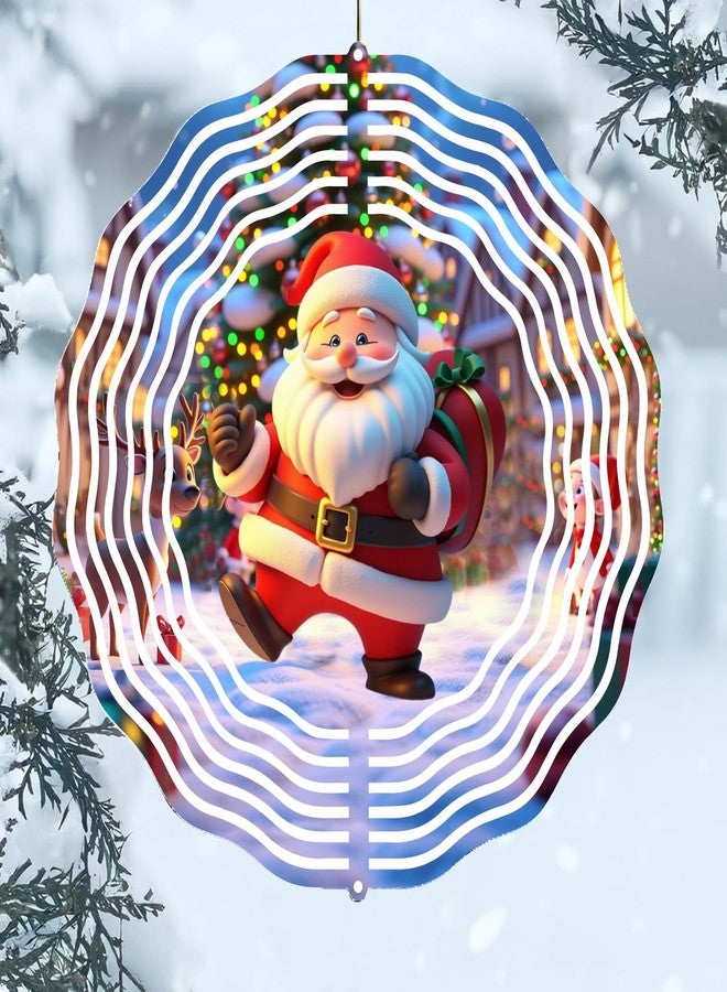 Blnboimrun Christmas Santa Wind Spinner, 3D Laser Cut Stainless Steel Outdoor Decor for Yard and Garden, Xmas Wind Sculpture Weather Resistant Holiday Decoration, 10 Inch - Image 1