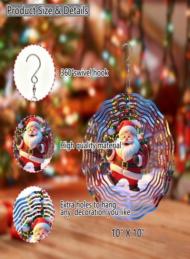 Blnboimrun Christmas Santa Wind Spinner, 3D Laser Cut Stainless Steel Outdoor Decor for Yard and Garden, Xmas Wind Sculpture Weather Resistant Holiday Decoration, 10 Inch - Image 3