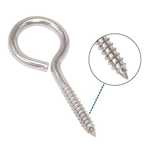 Shonan.Systems SHONAN 1.57" Stainless Steel Eye Screws for Wood, 30 Pcs Screw Eye Hooks, Indoor & Outdoor Use, 17 Lbs Capacity - Image 2