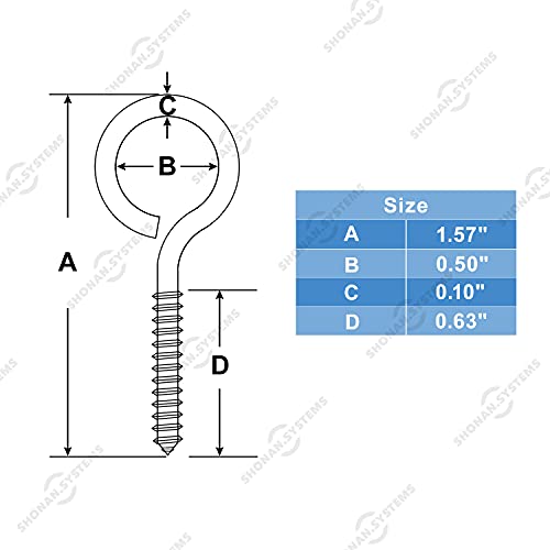 Shonan.Systems SHONAN 1.57" Stainless Steel Eye Screws for Wood, 30 Pcs Screw Eye Hooks, Indoor & Outdoor Use, 17 Lbs Capacity - Image 3