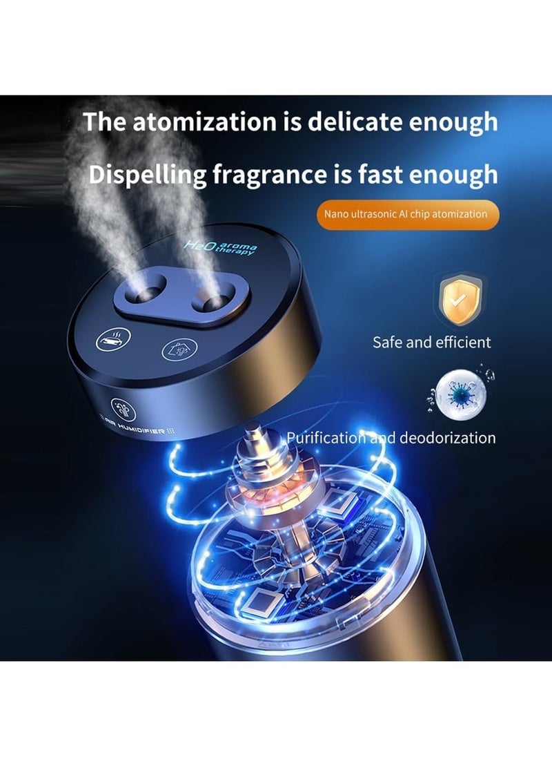 NIBEMINENT Car Aromatherapy Diffusers for Essential Oils, 450ml Small Humidifier, Mini USB Air Scent Small Humidifier LED 7 Color Changing,Dual Mist Ports, AI Smart Start,for Car Room Home Office Bedroom  - Image 5