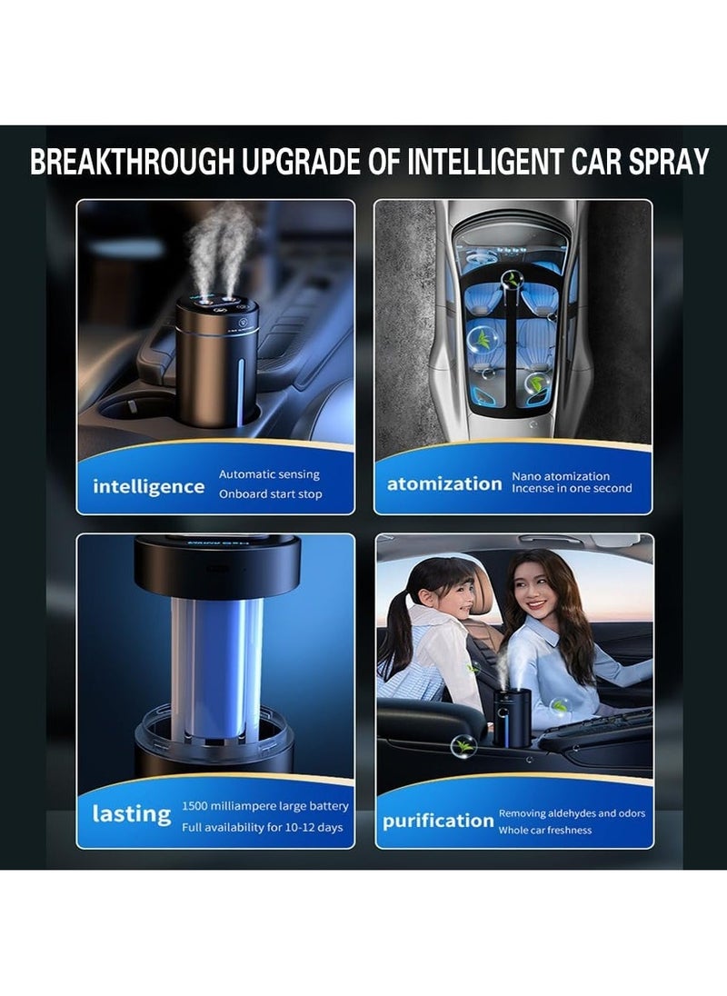 NIBEMINENT Car Aromatherapy Diffusers for Essential Oils, 450ml Small Humidifier, Mini USB Air Scent Small Humidifier LED 7 Color Changing,Dual Mist Ports, AI Smart Start,for Car Room Home Office Bedroom  - Image 3