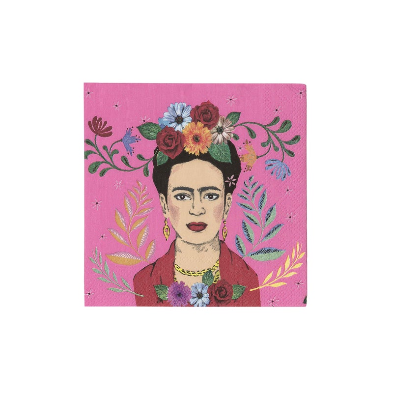 Talking Tables Boho-CNAPKIN Frida Kahlo Napkins | 20 Pack, Paper, Pink - Image 1