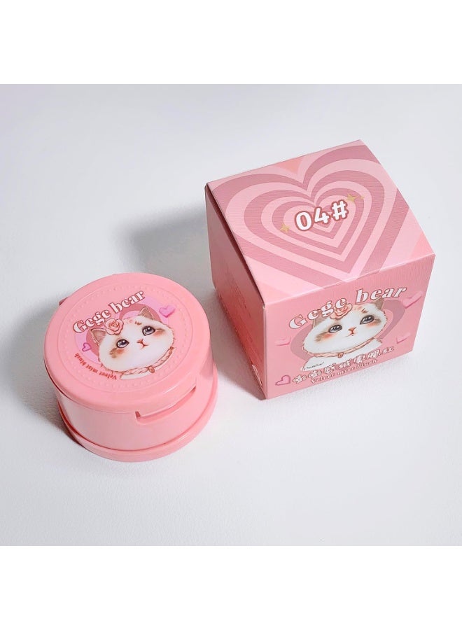 Gege Bear Mist Powder Blush | Matte Soft-Focus Finish | Ultra-Fine Silky Texture | Cute Cartoon Compact Design with Mirror & Puff Included | Long-Lasting Flushed Cheek Look | Affordable Korean-Style Blush for Makeup Lovers | Peach, Pink, Lavender & Rose Shades For Women (04#Warm Sun Apricot, 4g) - Image 4