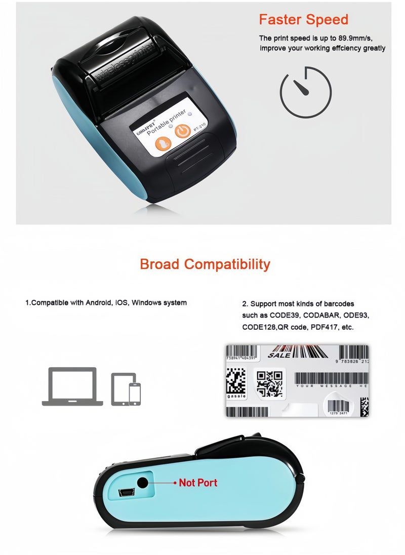 GOOJPRT Portable Thermal Printer Handheld 58mm Receipt Printer for Retail Stores Restaurants Factories Logistics  - Image 3