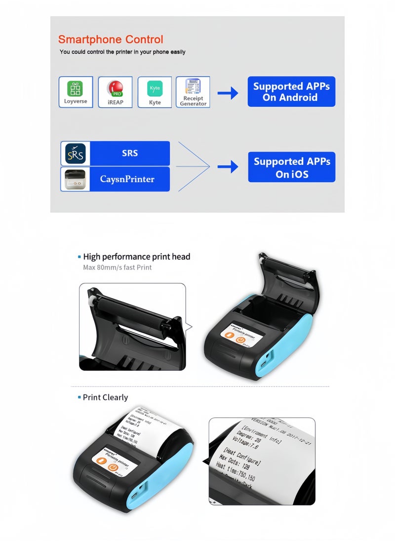 GOOJPRT Portable Thermal Printer Handheld 58mm Receipt Printer for Retail Stores Restaurants Factories Logistics  - Image 4