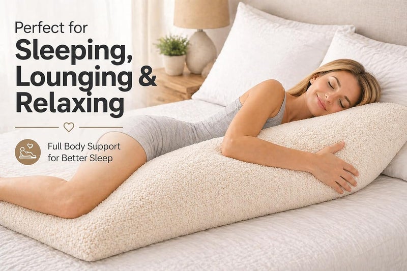 Reafort غطاء وحافظة وسادة Reafort Ultra Soft Sherpa بحجم 21"x54" بسحاب (لون كريمي) - Image 4