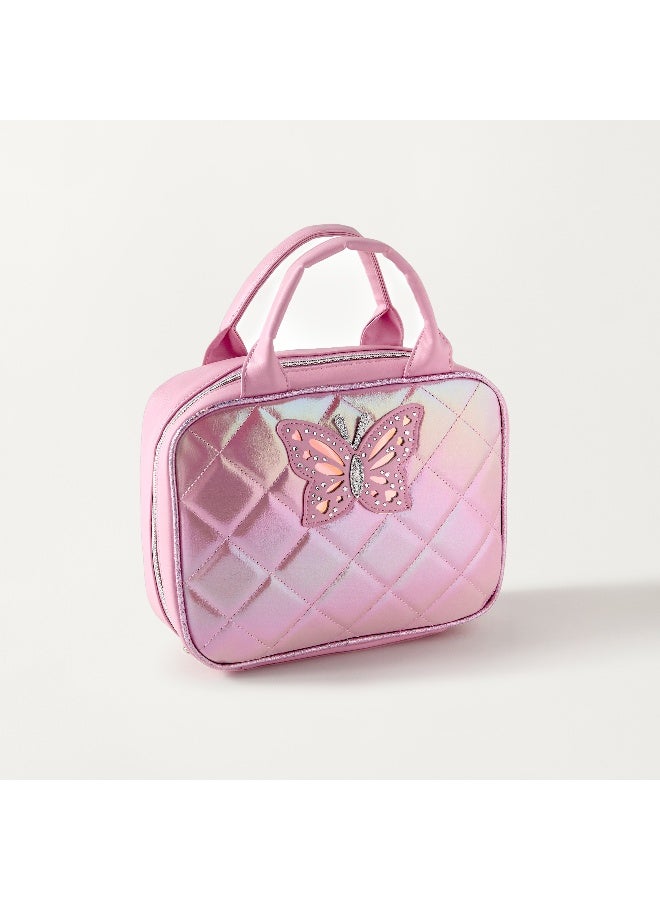 OMG Lunch Bag - Butterfly Diamond - 1Cmprt (Pvc) Pink \ 7.5X10X3.25 - Image 2