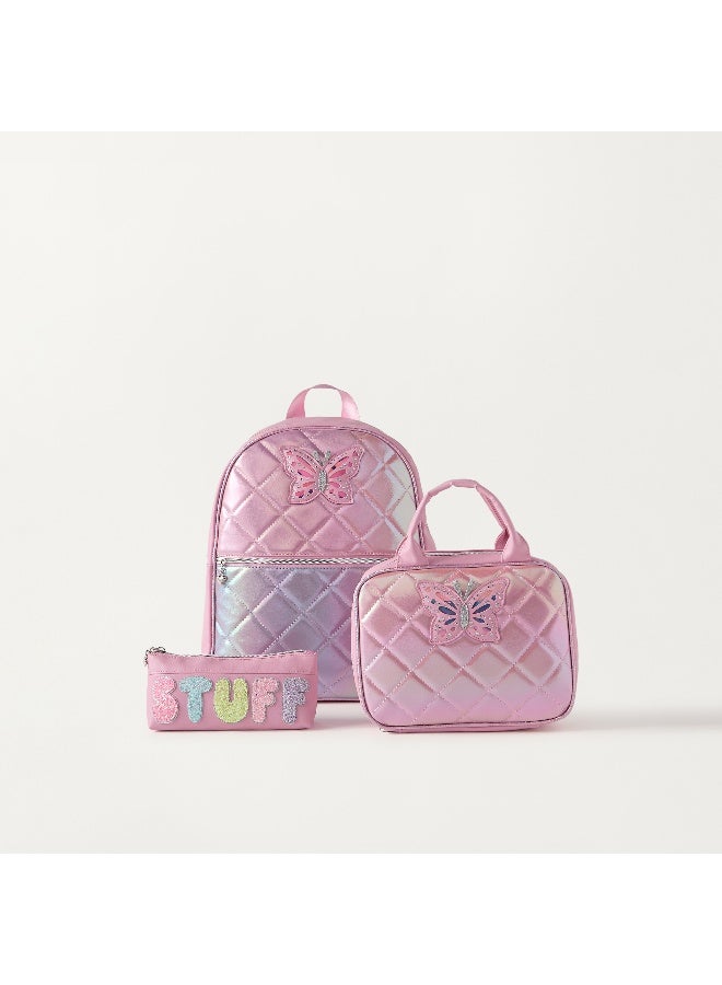 OMG Lunch Bag - Butterfly Diamond - 1Cmprt (Pvc) Pink \ 7.5X10X3.25 - Image 5