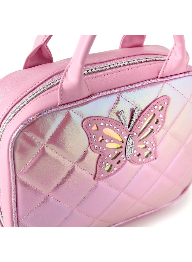 OMG Lunch Bag - Butterfly Diamond - 1Cmprt (Pvc) Pink \ 7.5X10X3.25 - Image 3