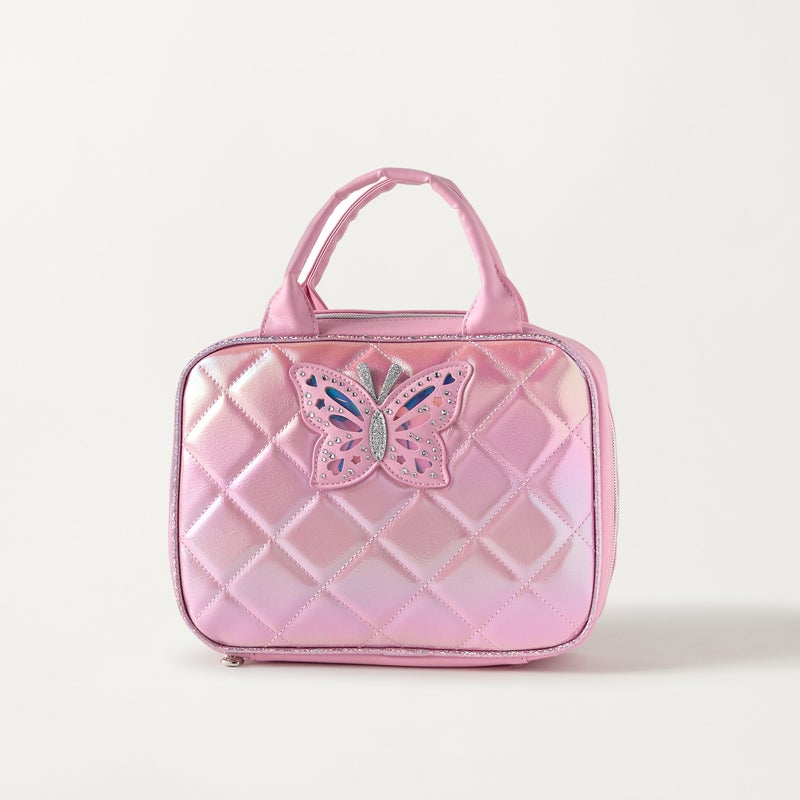 OMG Lunch Bag - Butterfly Diamond - 1Cmprt (Pvc) Pink \ 7.5X10X3.25 - Image 1