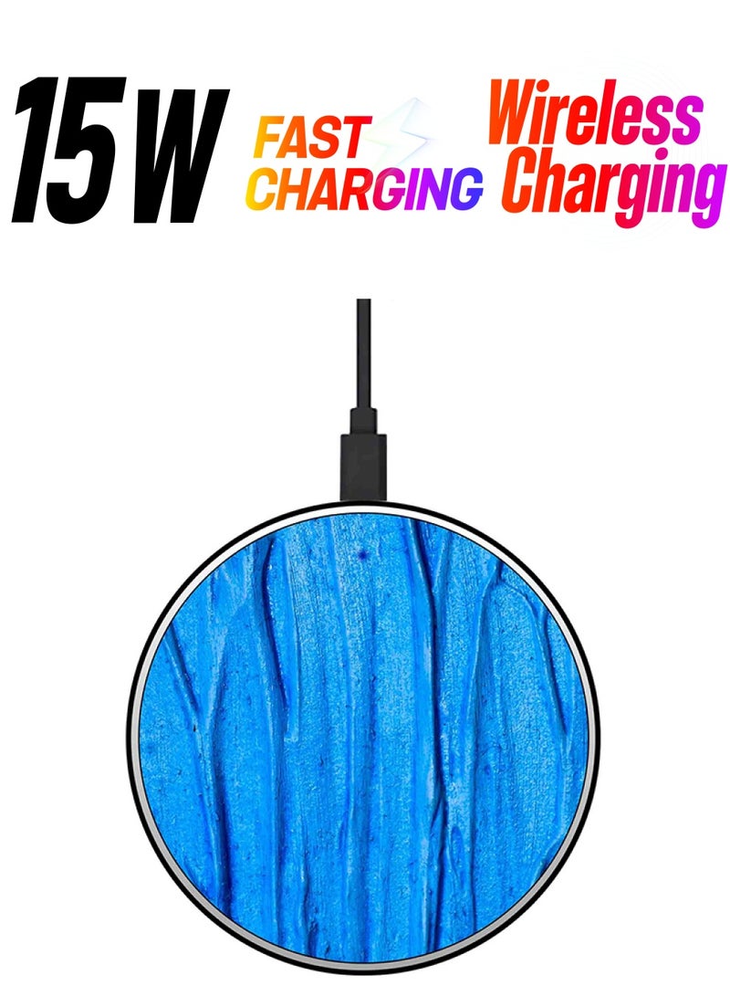Theodor Wall Printed Ultra Slim Fast Wireless Charger With USB Cable Blue - Image 1