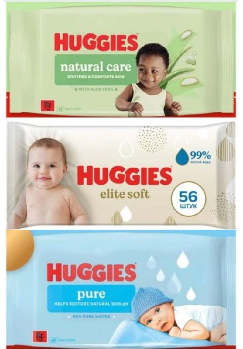 هجيز مجموعة مناديل هاجيز للأطفال - عناية طبيعية مع خلاصة الصبار + مناديل فائقة النعومة + مناديل مبللة بماء نقي 99%، تنظيف لطيف وآمن لبشرة الطفل الحساسة - Image 1