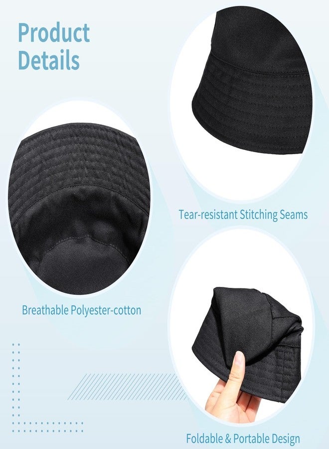 Lnrueg 16 Pcs Black Bucket Hats Bulk - Fisherman Sun Hats for Men and Women, Unisex Solid Color Bucket Caps, One Size Fits All, Outdoor Fishing Hats for Sports, Travel, Leisure Activities, Black - Image 4