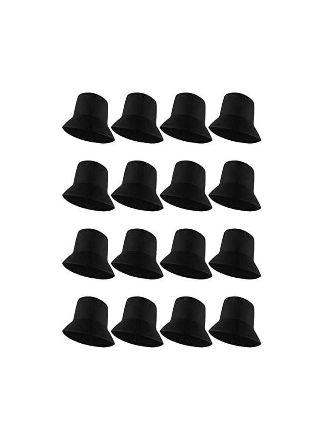 Lnrueg 16 Pcs Black Bucket Hats Bulk - Fisherman Sun Hats for Men and Women, Unisex Solid Color Bucket Caps, One Size Fits All, Outdoor Fishing Hats for Sports, Travel, Leisure Activities, Black - Image 1