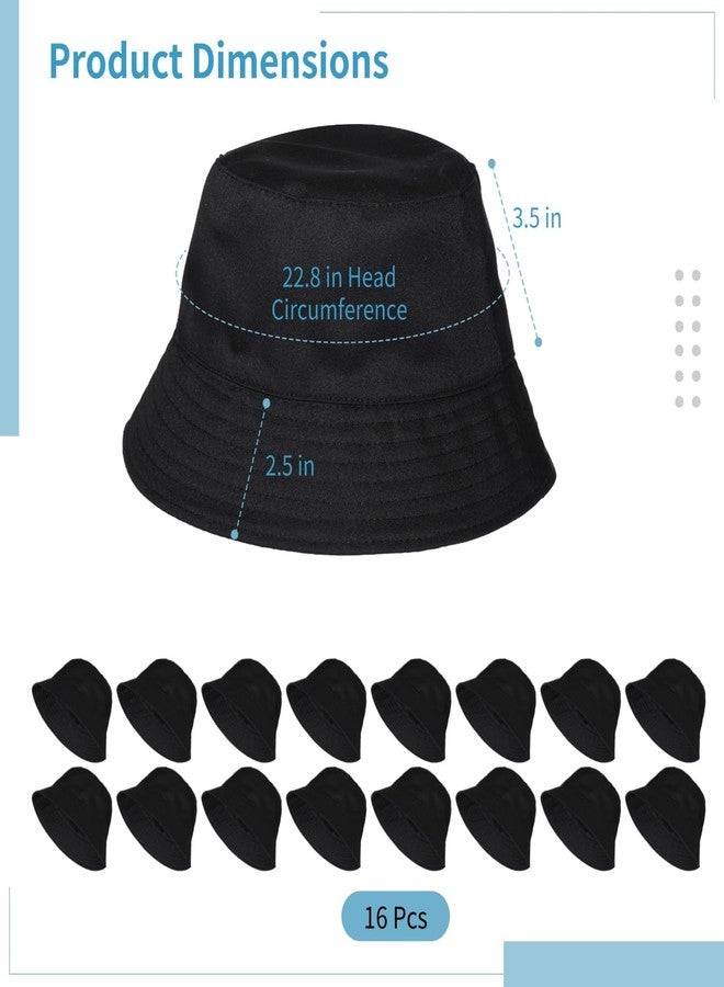 Lnrueg 16 Pcs Black Bucket Hats Bulk - Fisherman Sun Hats for Men and Women, Unisex Solid Color Bucket Caps, One Size Fits All, Outdoor Fishing Hats for Sports, Travel, Leisure Activities, Black - Image 5