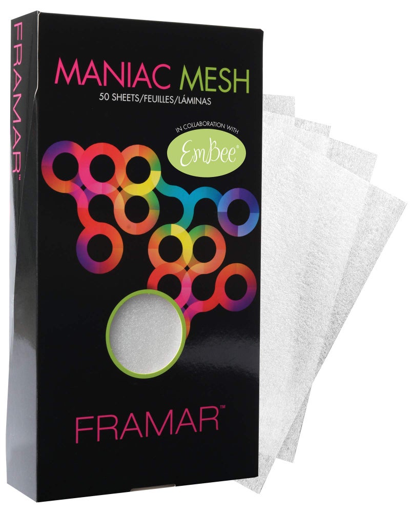 Framar Maniac Mesh Sheets - Mesh Strips for Hair Dye, Hair Color, Hair Bleach - 50 Pack (Reusable)