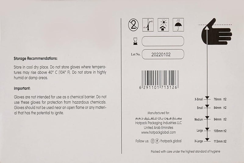 Hotpack Disposable Vinyl Gloves Black Medium Powder Free, Non Sterile, Food Safe, 100 Pieces - Image 2
