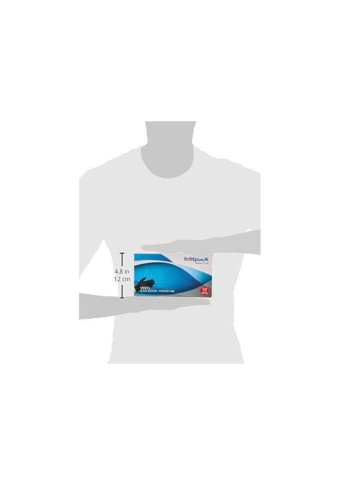 Hotpack Disposable Vinyl Gloves Black Medium Powder Free, Non Sterile, Food Safe, 100 Pieces - Image 3