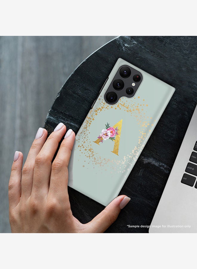 Stylizedd Monogram Slim Cover for Samsung Galaxy S22 Ultra 5G Case Custom Initials Letter Floral Pattern Snap Series Mobile Cover Matte Alphabet  - K (Light Green) - Image 2