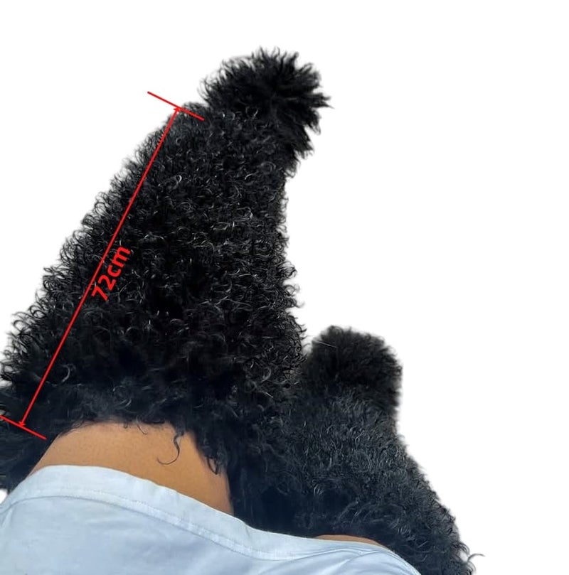 YFJNV Black Thigh High Fur Boots, Over the Knee Fluffy High Boots, Tall Furry shoes for Women (Black,9) - Image 1