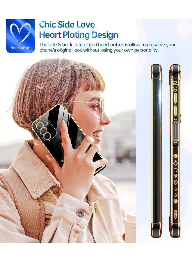 جراب Samsung A17 5G للنساء والفتيات، جراب فاخر مقاوم للصدمات بتصميم قلب الحب مع 4 زوايا لهاتف Samsung Galaxy A17، أسود - Image 5