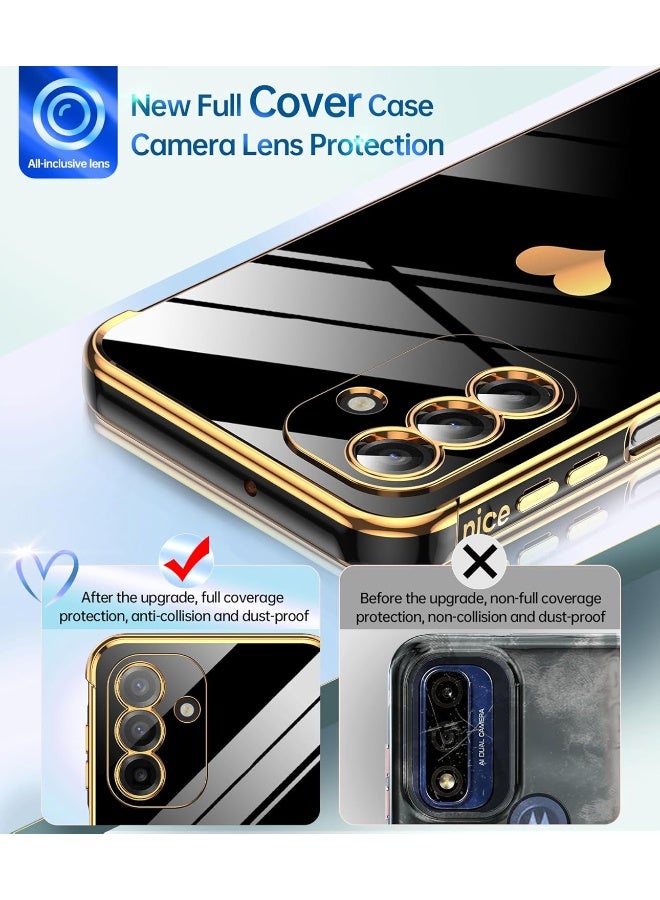 جراب Samsung A17 5G للنساء والفتيات، جراب فاخر مقاوم للصدمات بتصميم قلب الحب مع 4 زوايا لهاتف Samsung Galaxy A17، أسود - Image 3