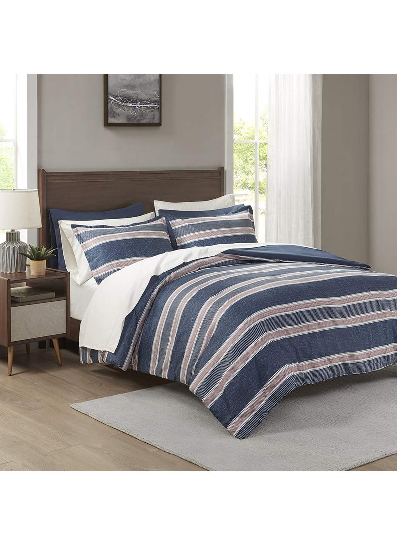 Comfort Spaces Comfort Spaces Bed in A Bag Comforter Set  College Dorm Room Essentials for Boys Men Bedding Complete Dormitory Bedroom Pack And Sheet with 2 Side Pockets King Stripes NavyRed 